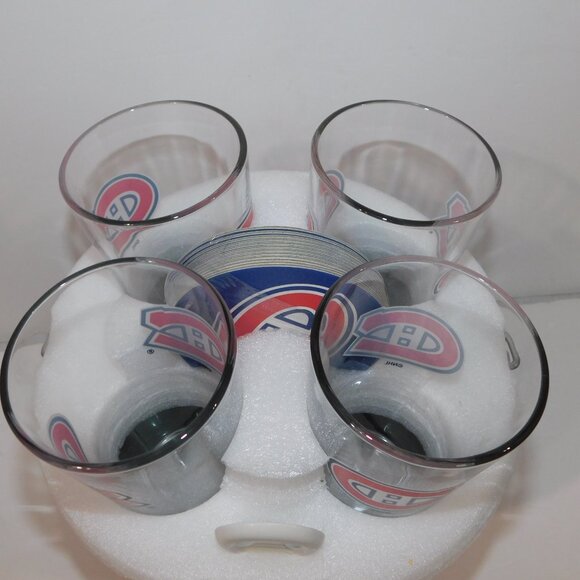 NHL Montreal Canadiens Hockey Ice Bucket 4 Glasses Bottle Opener coaster Set NEW - Picture 4 of 8